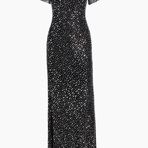 Self-Portrait Square Rhinestone Mesh Maxi Dress. Size 6 - Picture 2 of 6